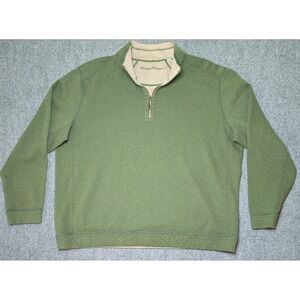 Tommy Bahama Pull‎ Over Men's Size 3XL Reverse Jacket Green Beige 1/4 Zip